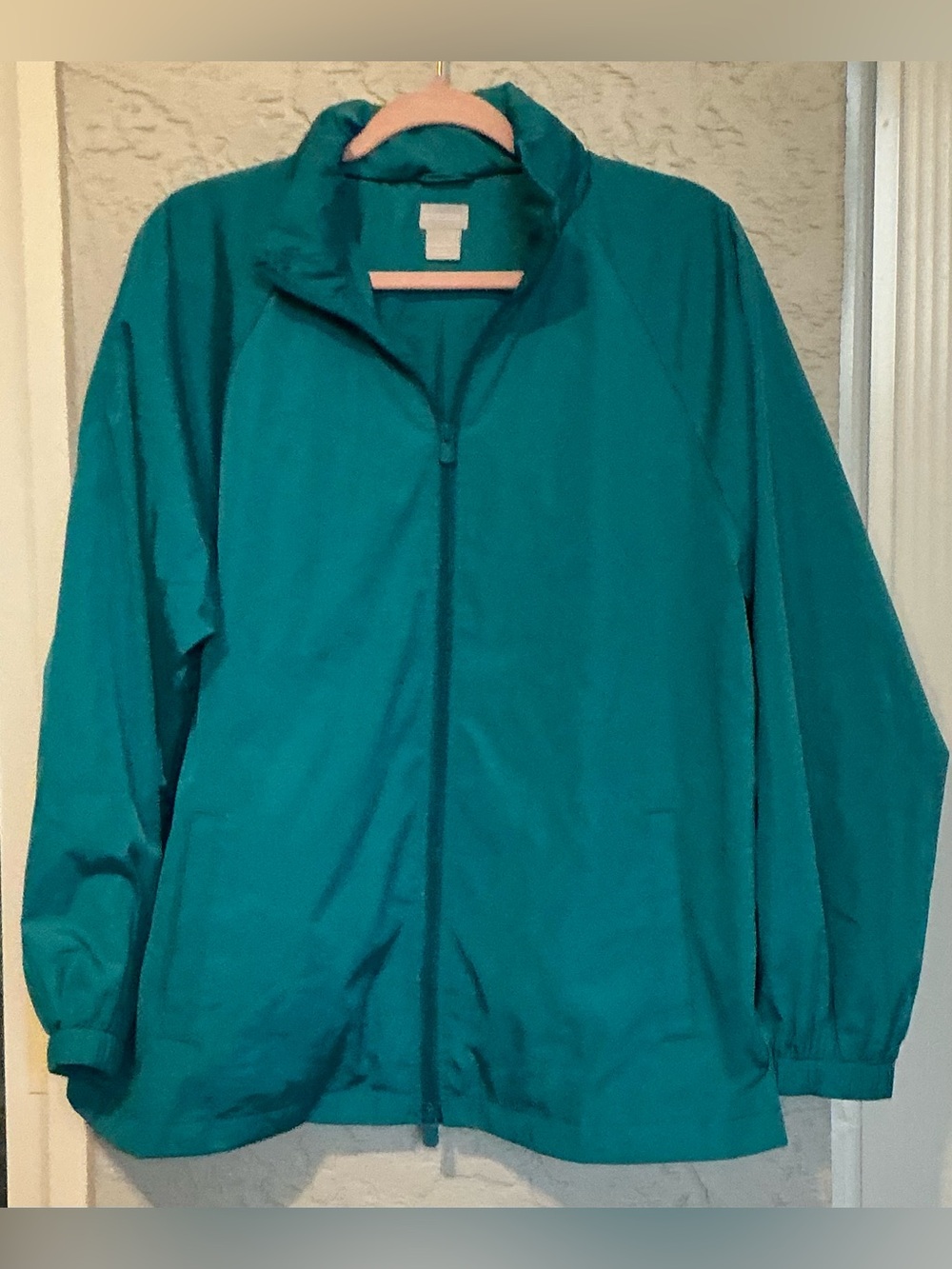 Chico's  Vintage Style Teal Full-Zip Windbreaker Jacket